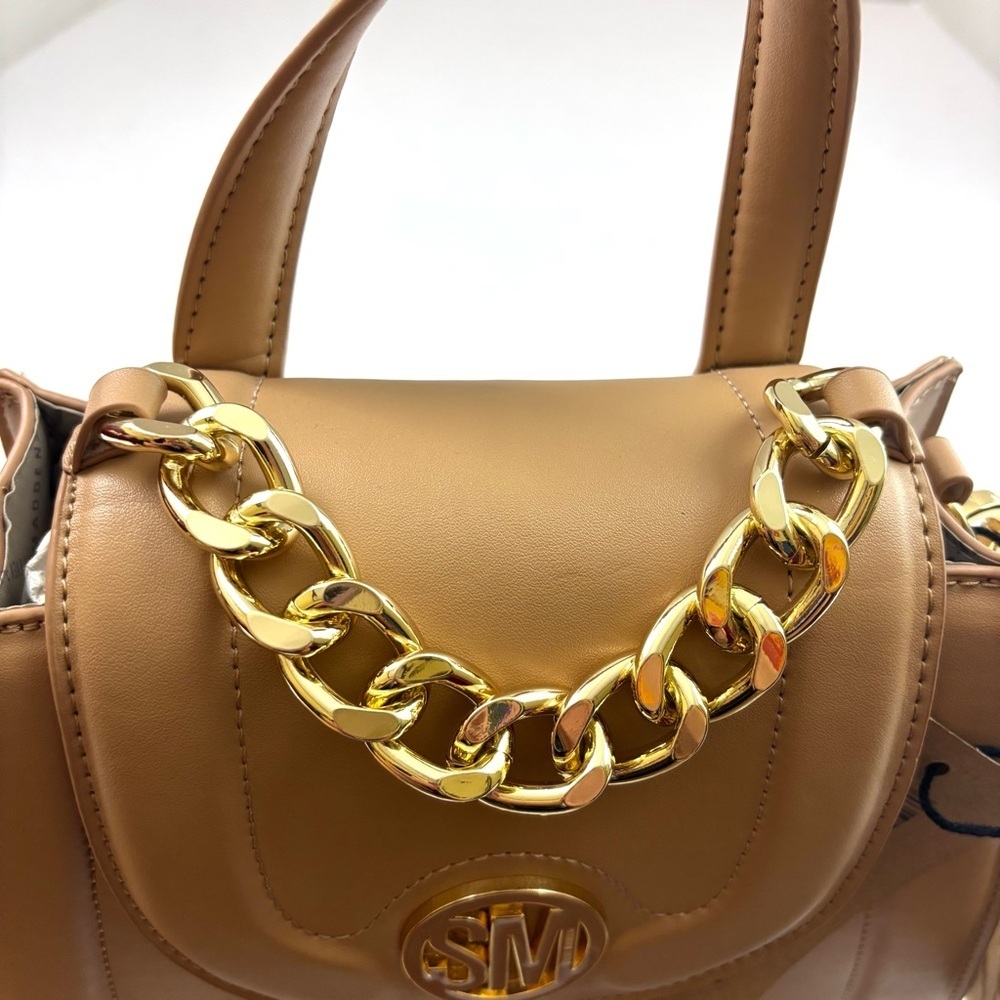 NWT Steve Madden Camel W/ Gold Chain Thick Strap Crossbody Bag - Picture 3 of 11